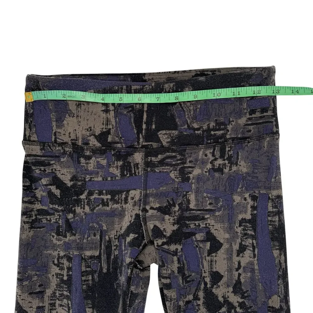 ALO High Rise Leggings Tan Black Blue Camo Abstract Print Size Small Womens